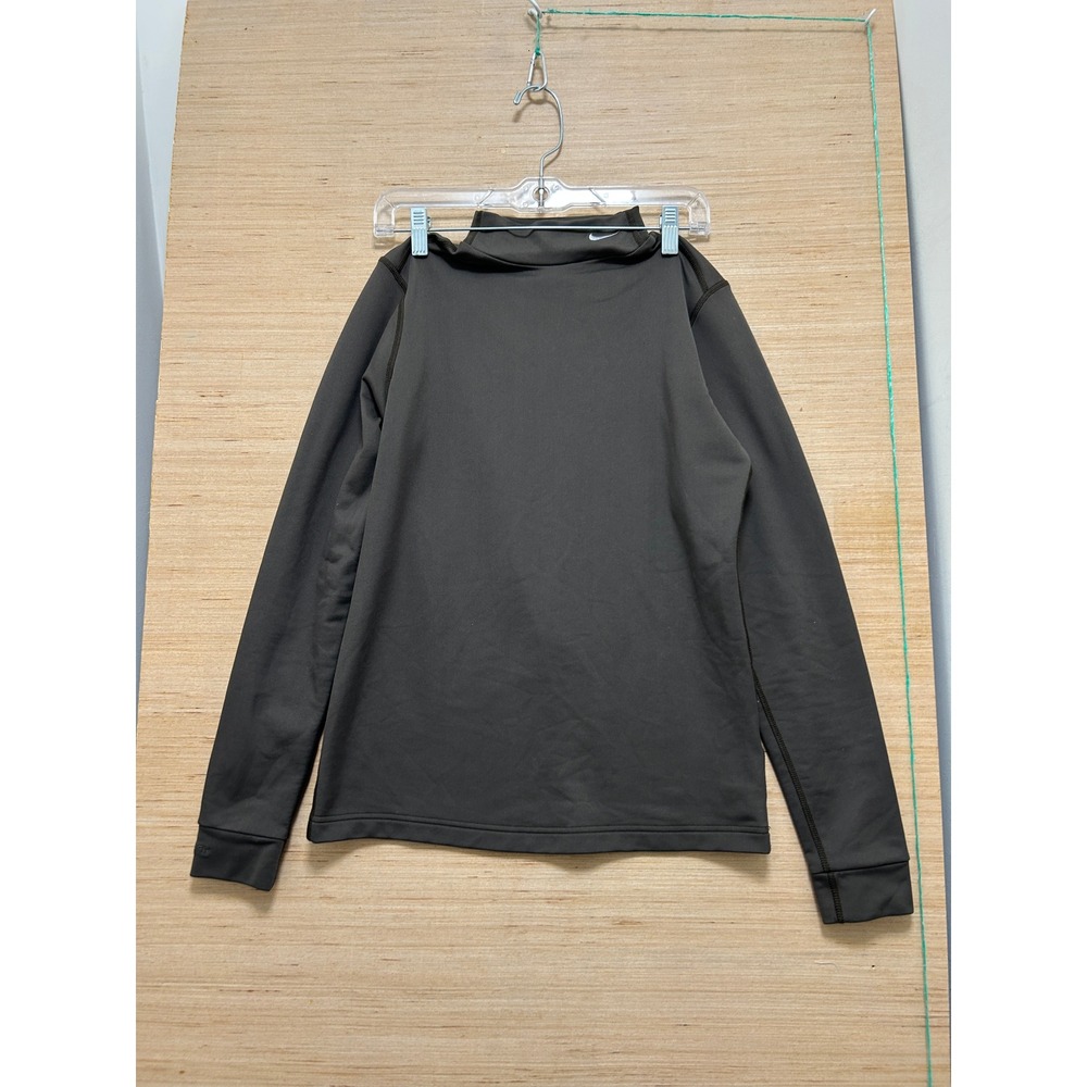 Nike Fit Dry Mock‎ Neck Long Sleeve Fleece Lined Athletic Top Brown Large 12-14